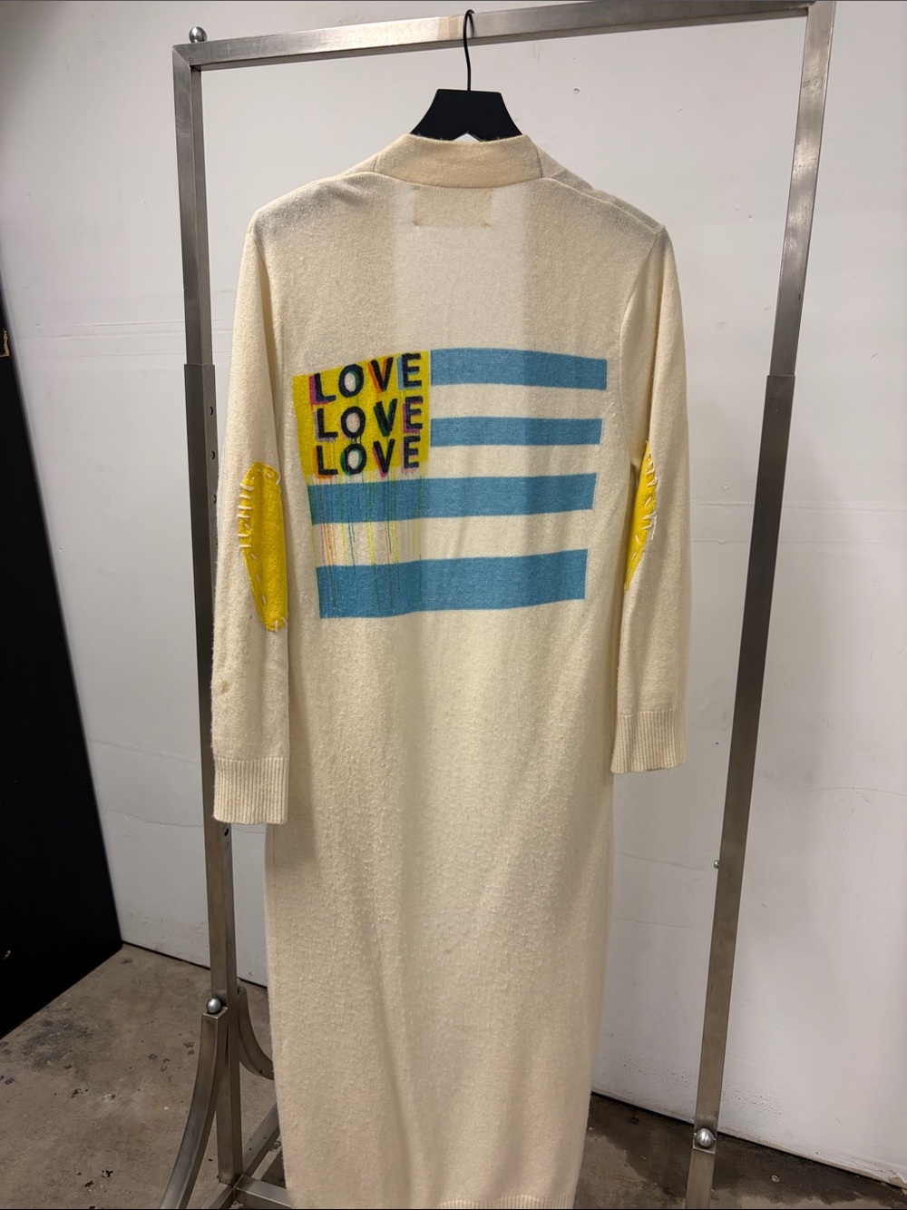 Cream Longline Sweater Dress with 'LOVE' Graphic